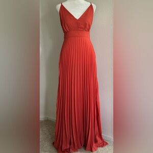 allison & kelly Women’s Pleated Orange Maxi Dress